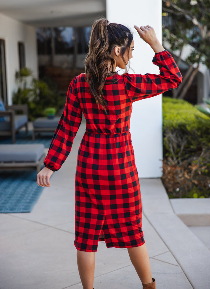 Plaid Tie Waist Levi Dress