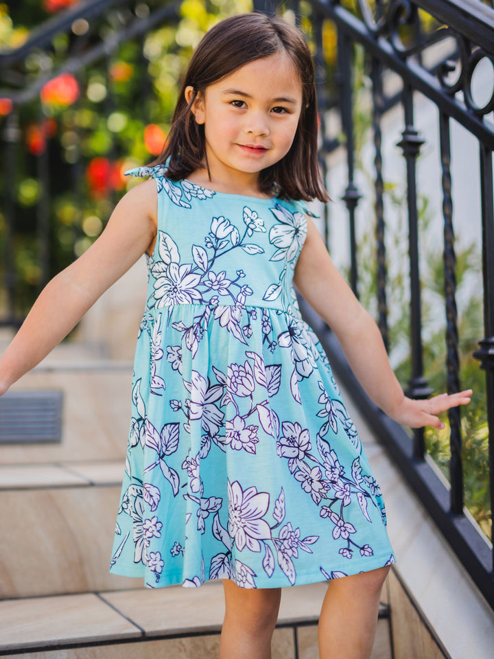 Knotted Shoulder Tank Little Girls Dress