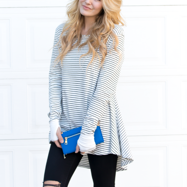 Thumb Hole Stripe Tunic - Tickled Teal LLC