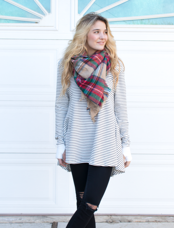 Thumb Hole Stripe Tunic - Tickled Teal LLC