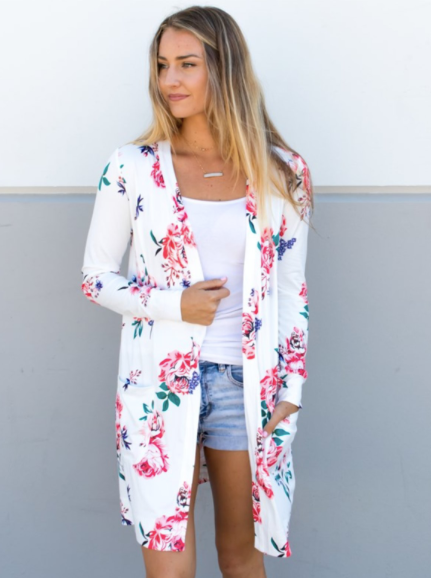Long Sleeve Floral Cardigan