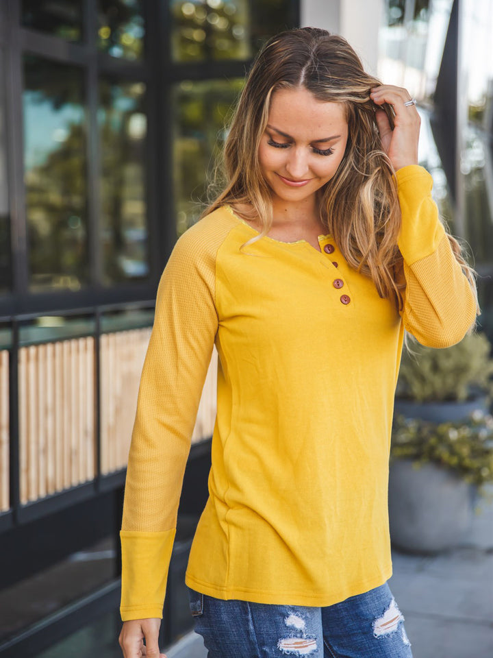 Contrast Sleeve Button Knox Top
