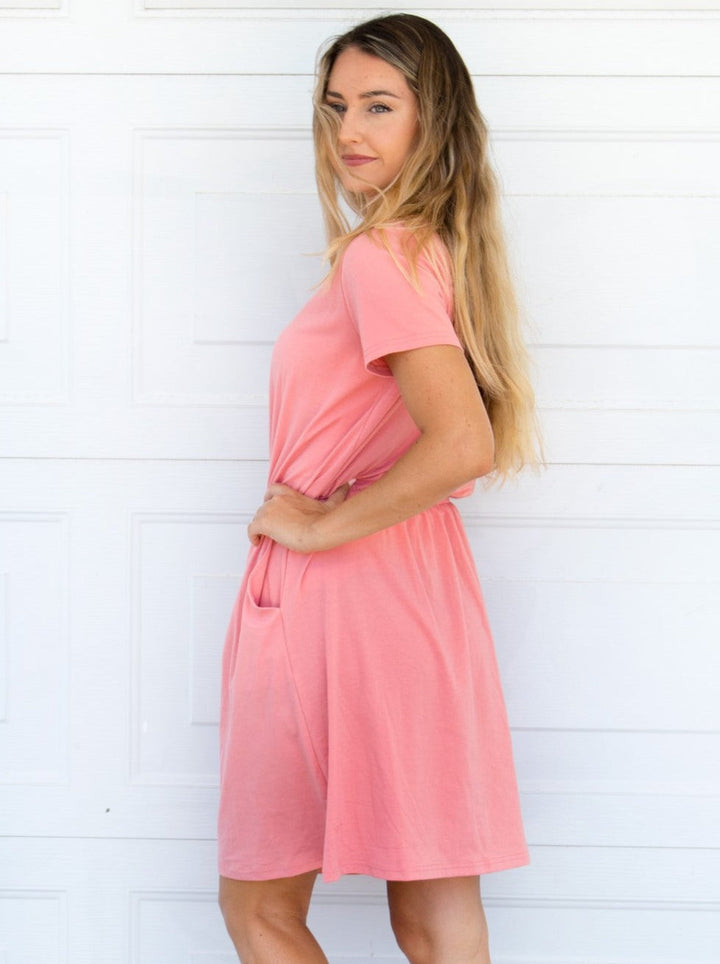 The Kolbie Dress - Salmon - Tickled Teal LLC