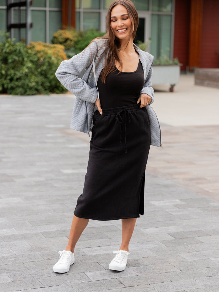 Side Slit Sweatshirt Skirt