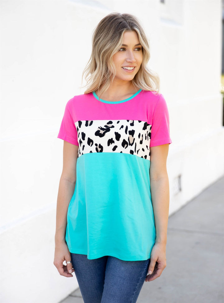 Animal Print Colorblock Saylor Top
