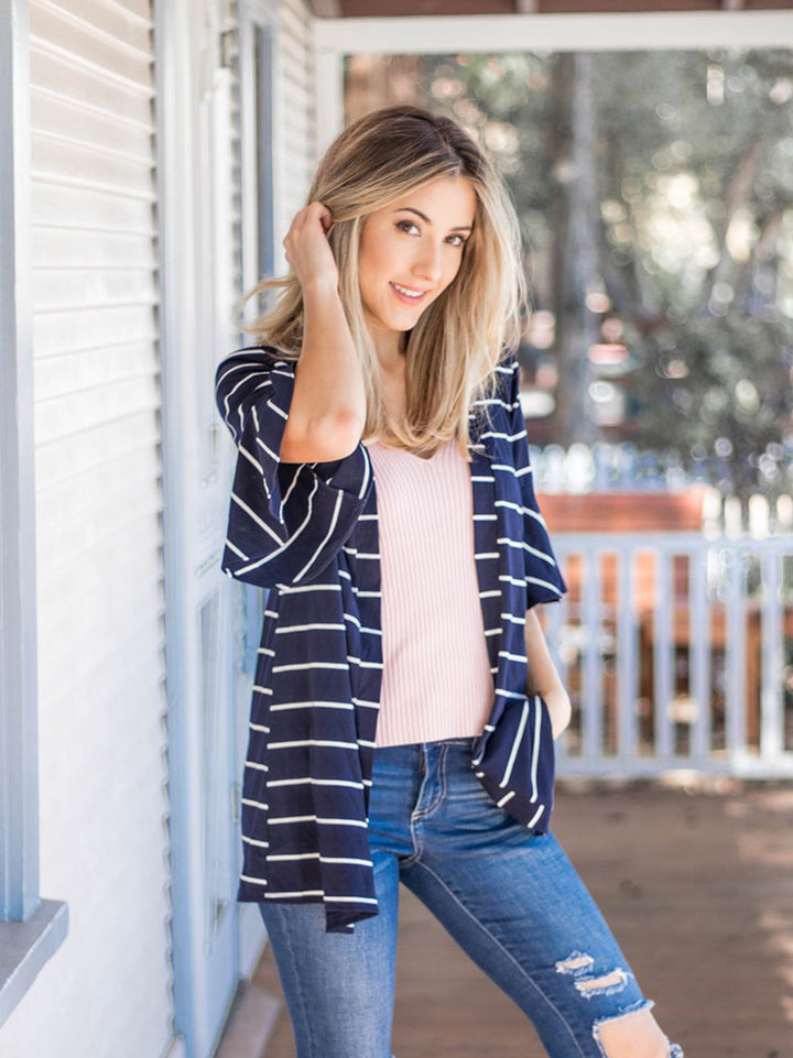 Stripe Flare Sleeve Kamdyn Cardigan