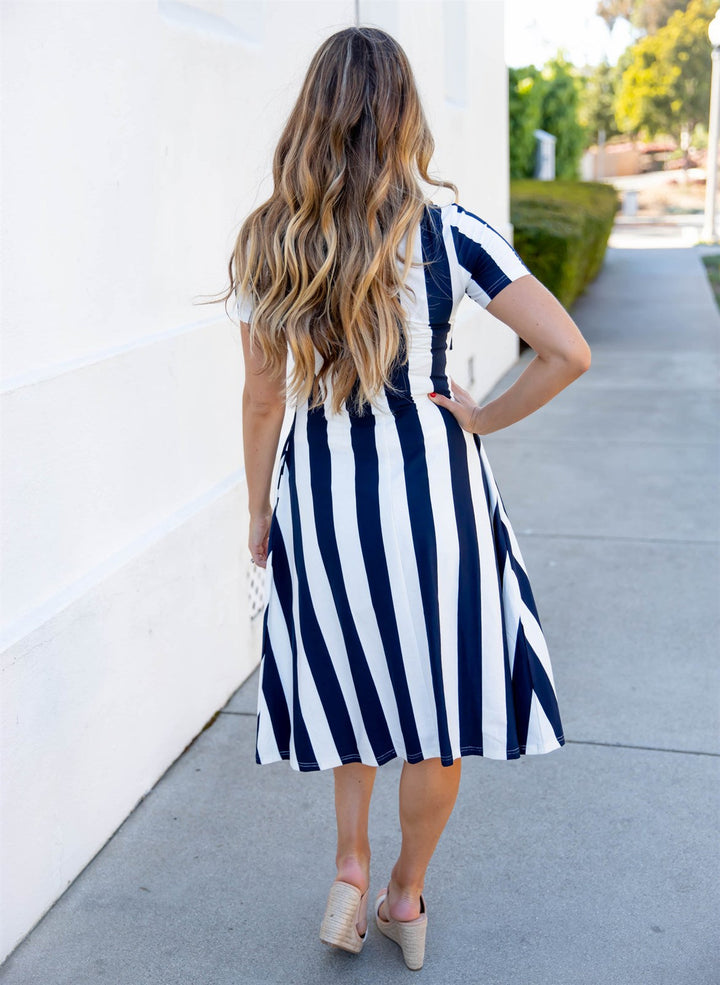 Cali Striped Tie Waist Dress