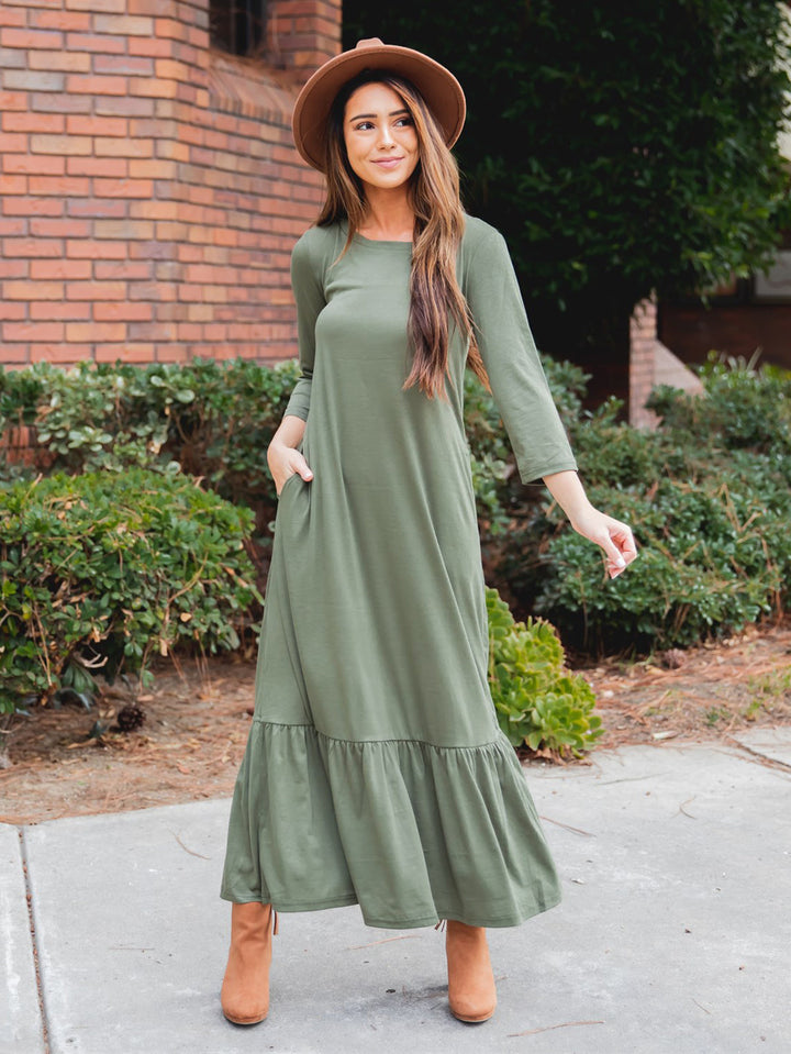3/4 Sleeve Maxi Sander Dress