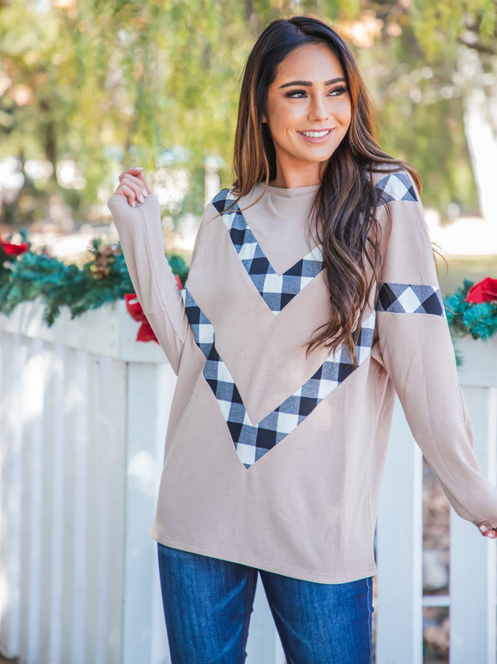 Plaid Chevron Rosemary Top