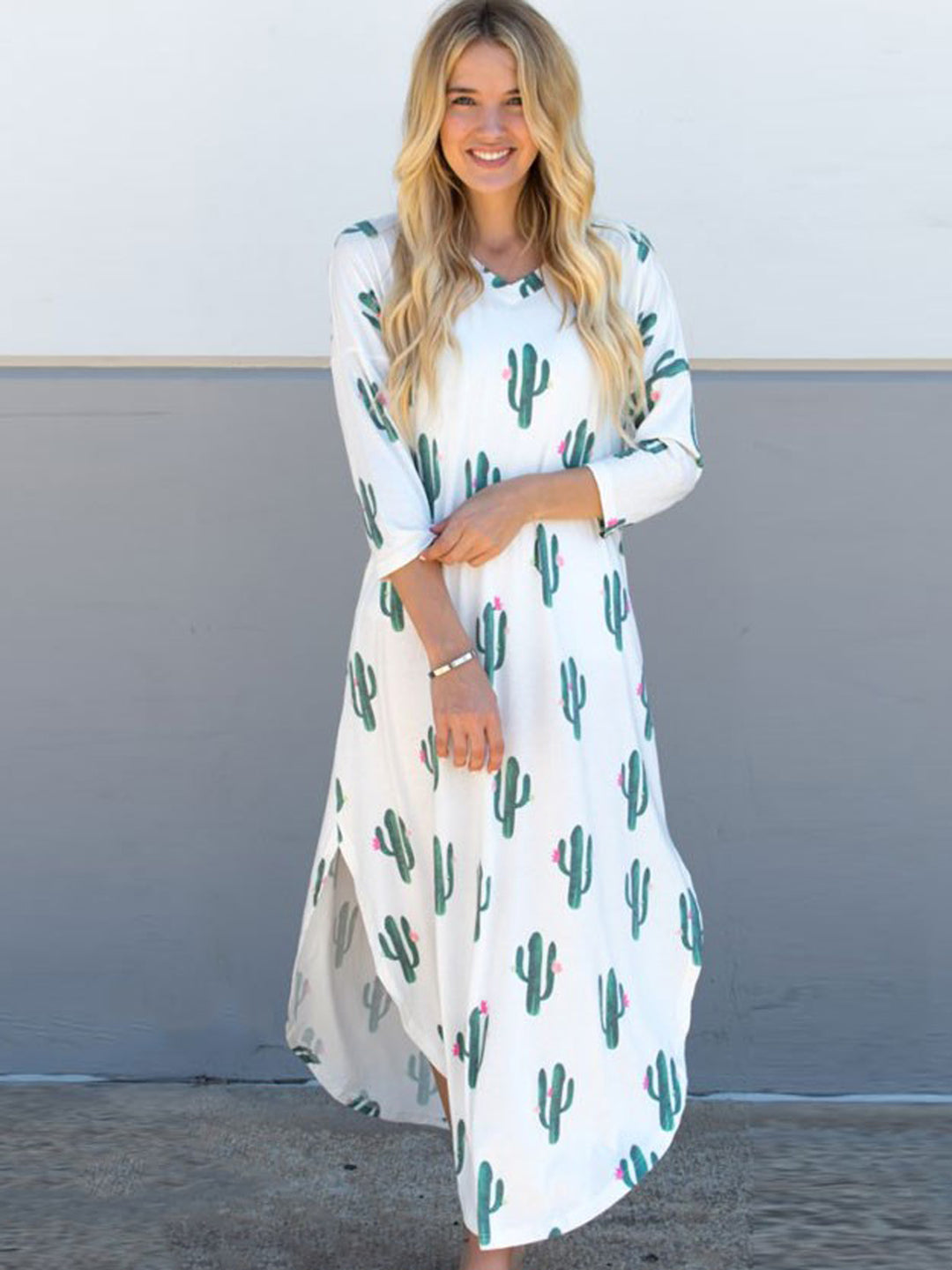 3/4 Sleeve Cactus Relaxed Maxi