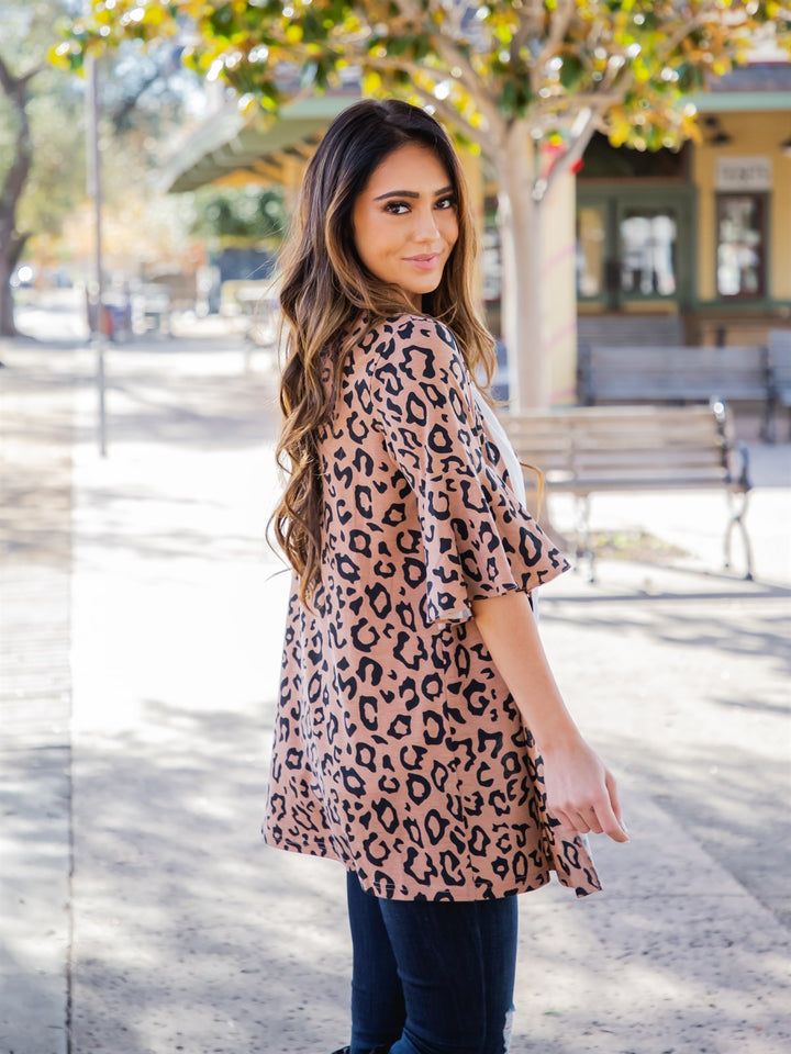 Animal Print Flare Sleeve Moxie Cardigan
