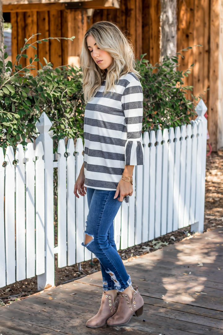 3/4 Sleeve Flare Sleeve Allie Top