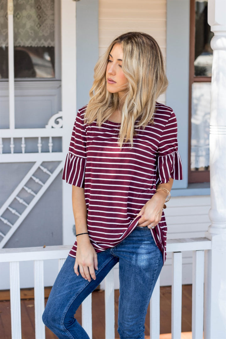 The Flare Sleeve Stripe Payton Top