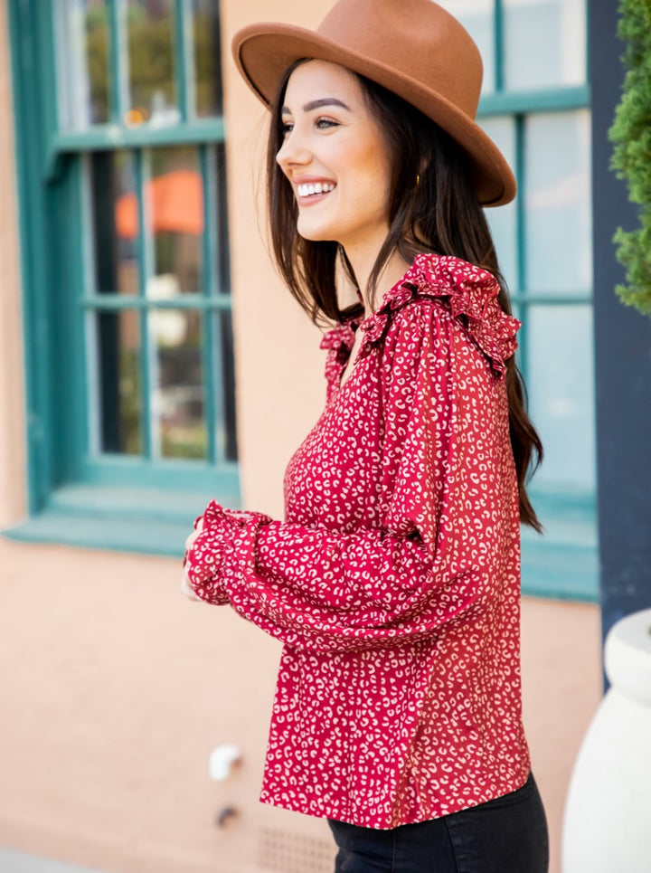 Ruffle Shoulder Celeste Top
