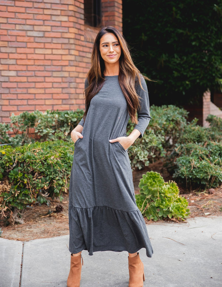 3/4 Sleeve Maxi Sander Dress