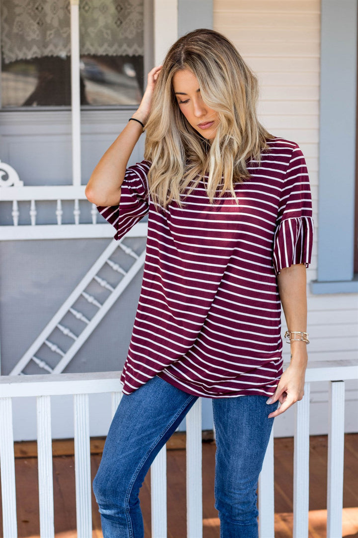 The Flare Sleeve Stripe Payton Top