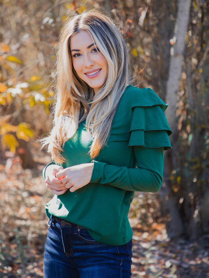 Aida Ruffle Long Sleeve Top