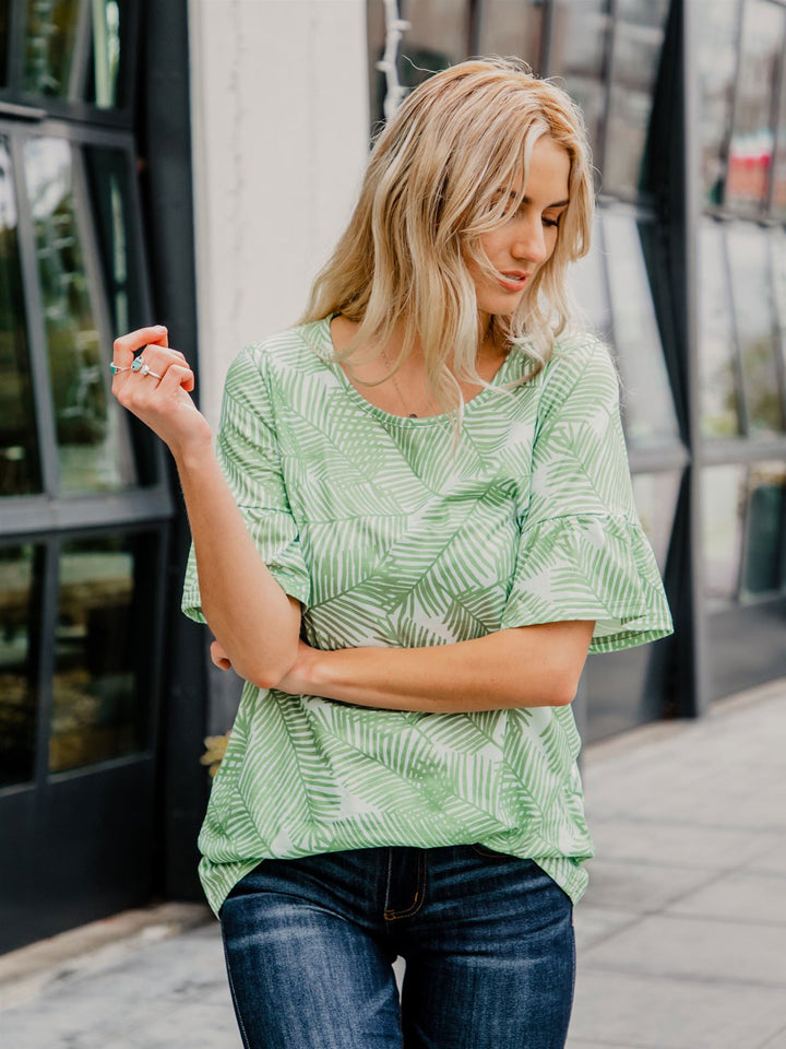 Margo Top - Green Palm Print