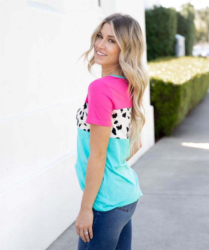 Animal Print Colorblock Saylor Top
