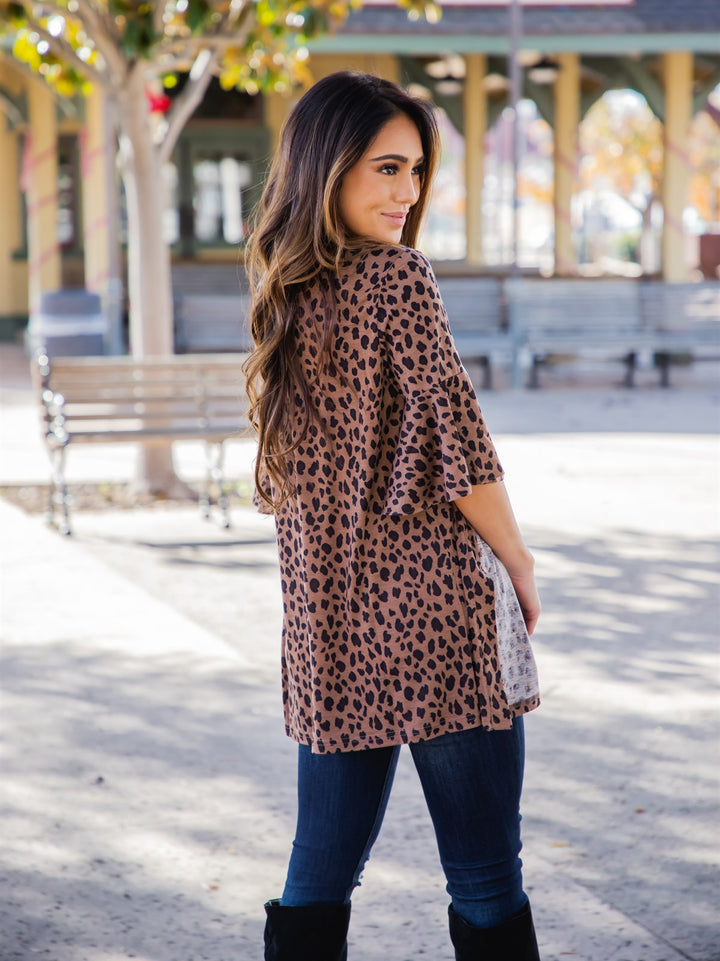Animal Print Flare Sleeve Moxie Cardigan