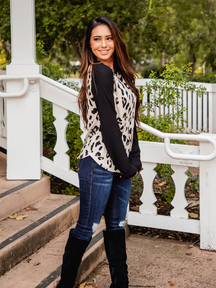 Contrast Sleeve Monica Top