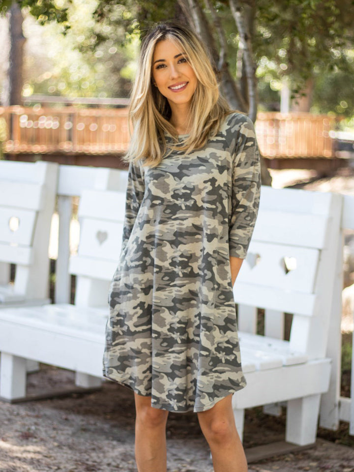 3/4 Sleeve Camo Sloan Dress