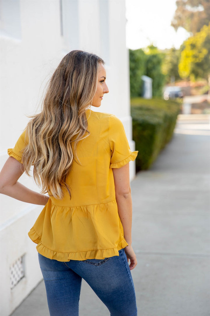 V-Cut Ruffle Peplum