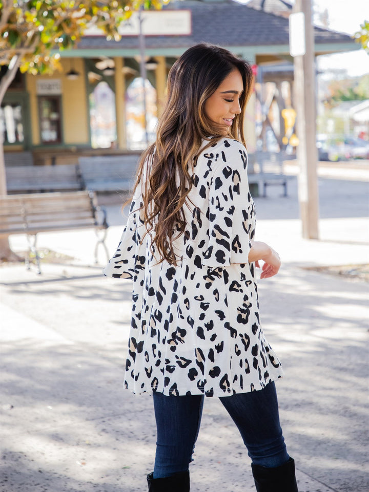 Animal Print Flare Sleeve Moxie Cardigan