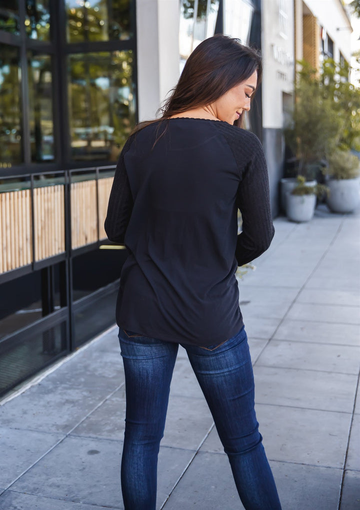 Contrast Sleeve Button Knox Top