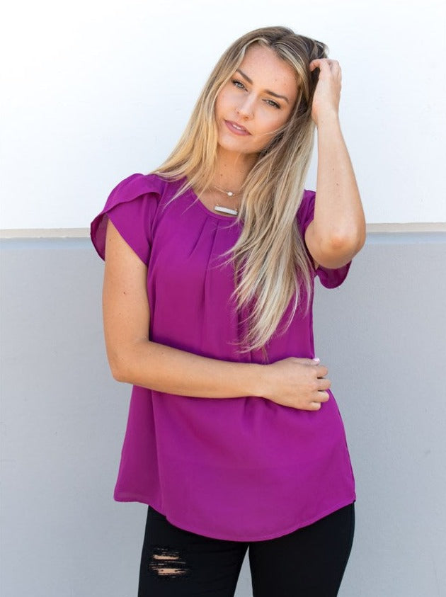 Tulip Sleeve Blouse - Tickled Teal LLC