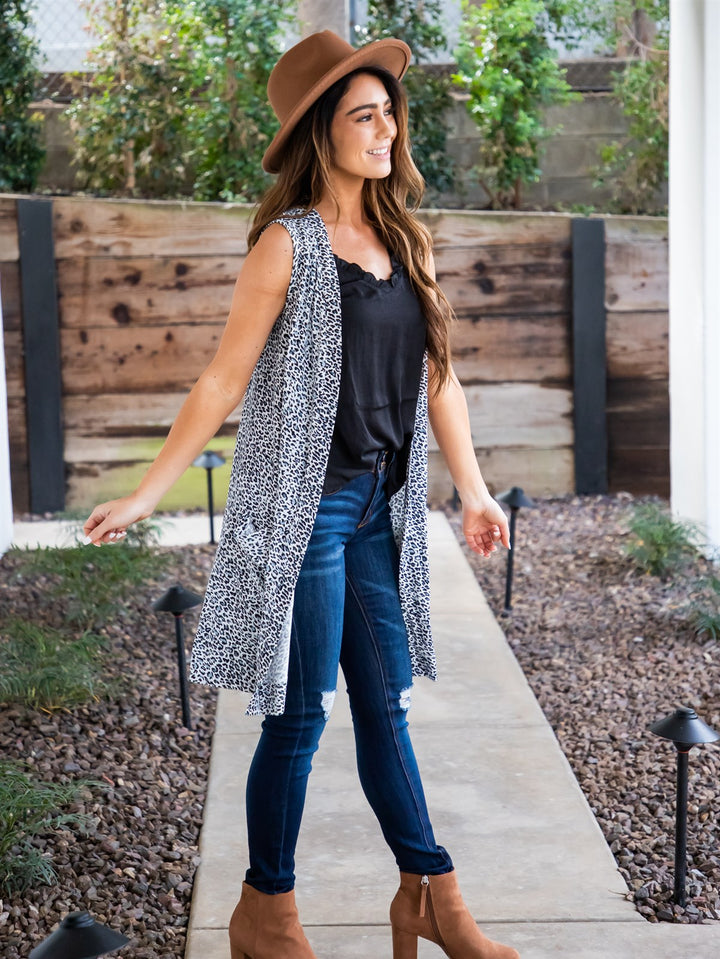 Kiara Vest - Small Blue Cheetah