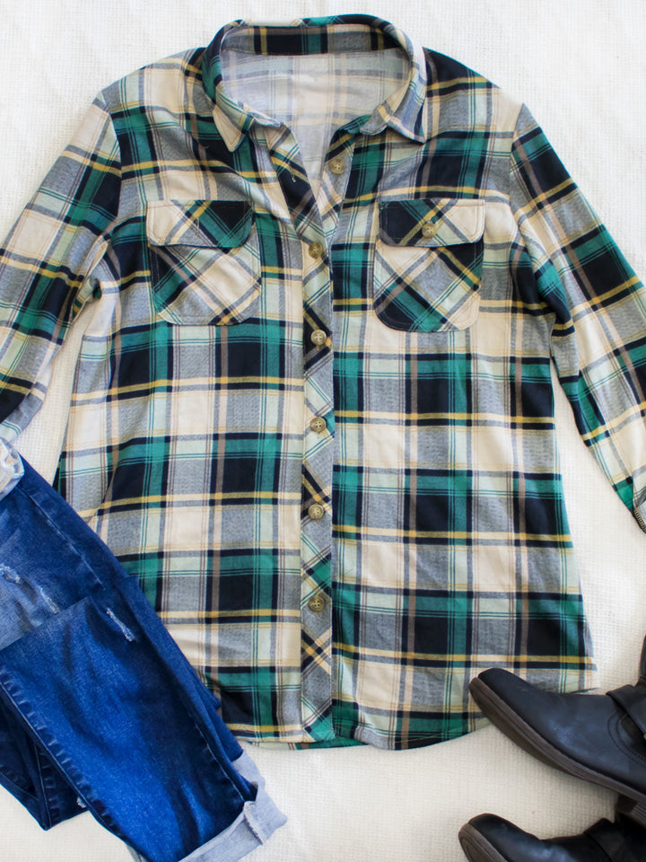 The Whitney Plaid Button Down Top