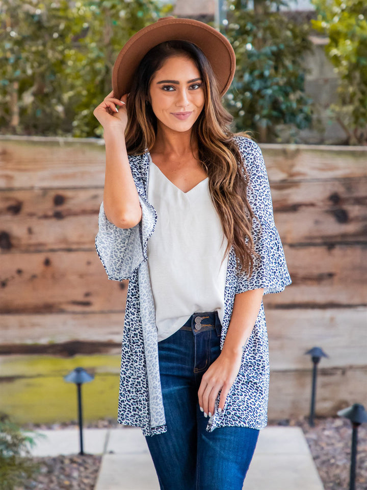 Animal Print Flare Sleeve Moxie Cardigan