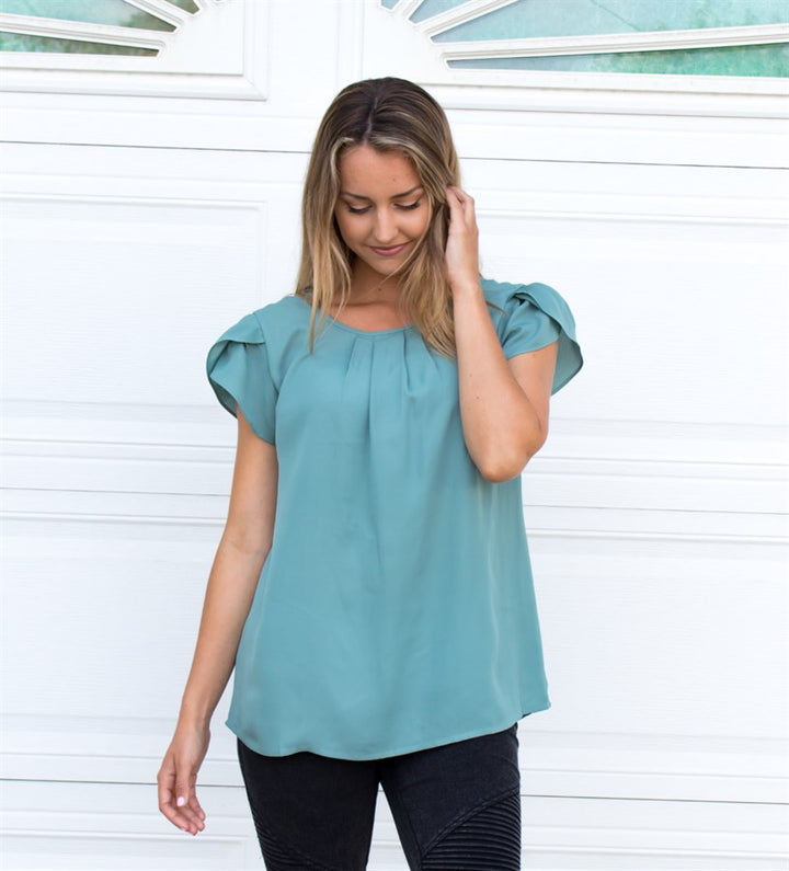 Tulip Sleeve Blouse - Tickled Teal LLC