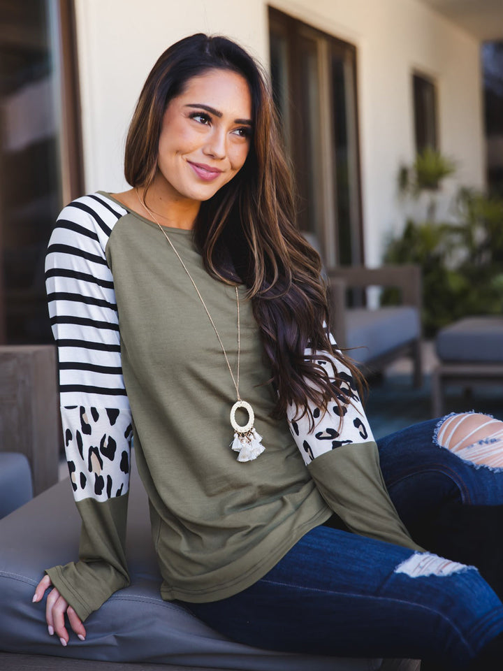 Stripe Animal Print Nancy Top