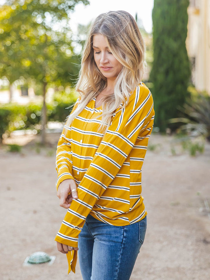 Ashlee Stripe Tie Front Top