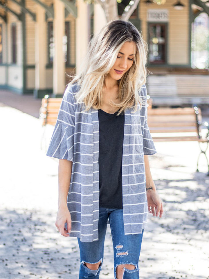 Stripe Flare Sleeve Kamdyn Cardigan