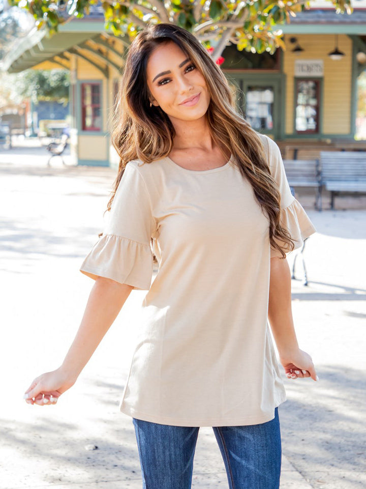 Solid Flare Sleeve Brooklyn Top