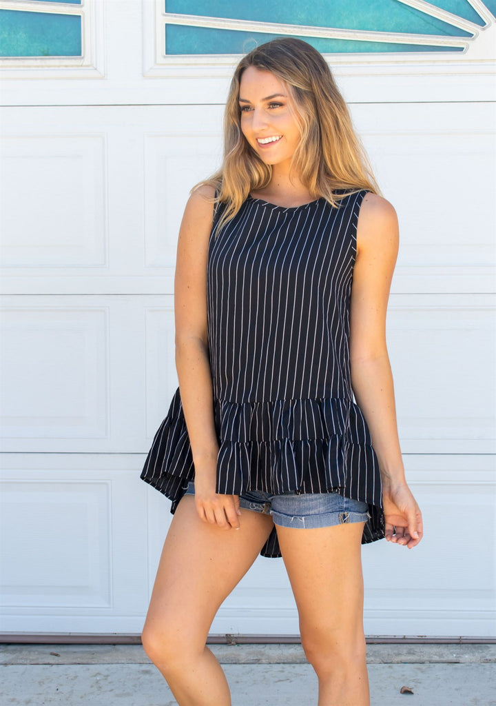 Striped High Low Tank - Tickled Teal LLC