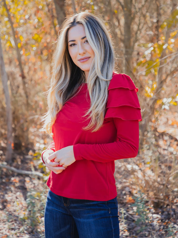 Aida Ruffle Long Sleeve Top