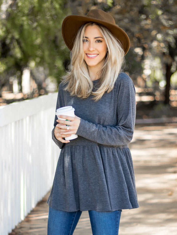 Long Sleeve Peplum Evelyn Top