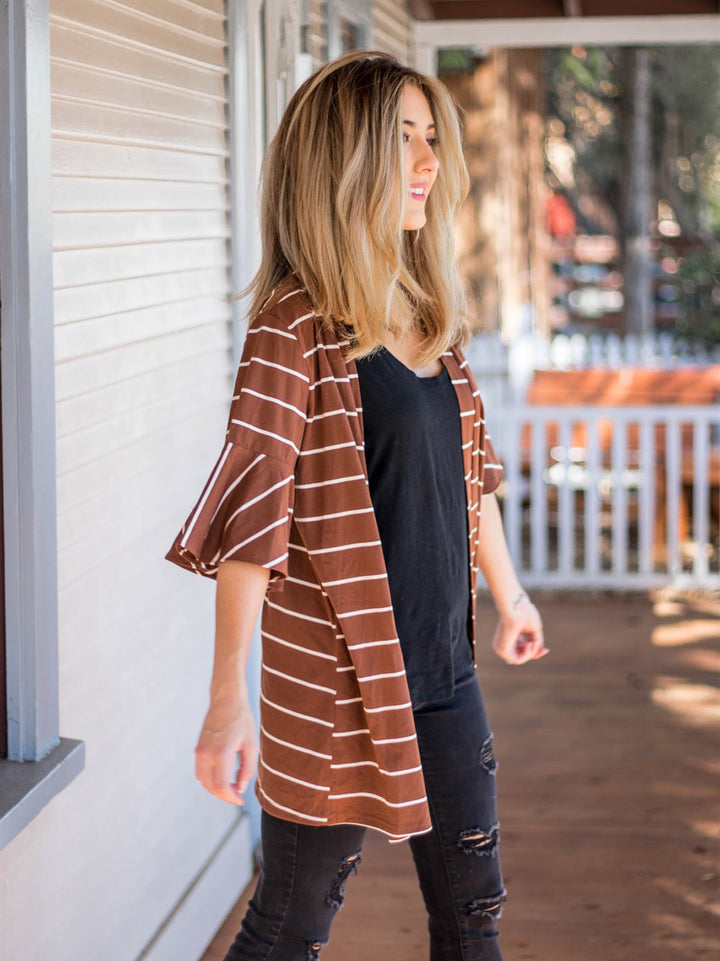 Stripe Flare Sleeve Kamdyn Cardigan