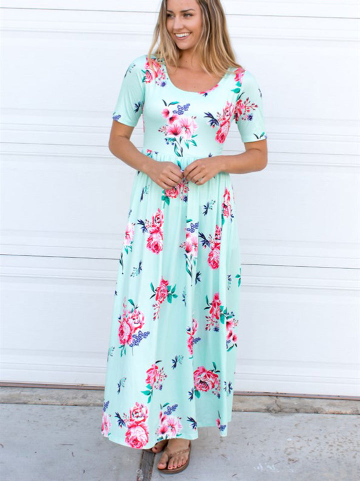 Scoop Neck Floral Maxi Dress
