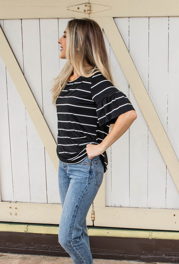 Palmer Thick Stripe Flare Sleeve Top