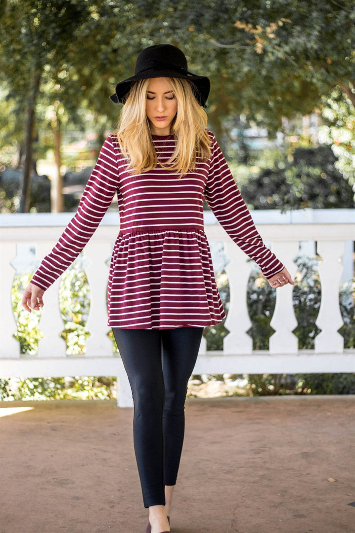 Striped Peplum Ember Top