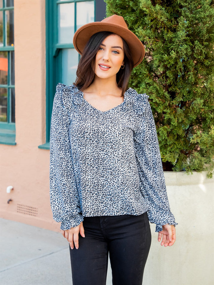 Ruffle Shoulder Celeste Top