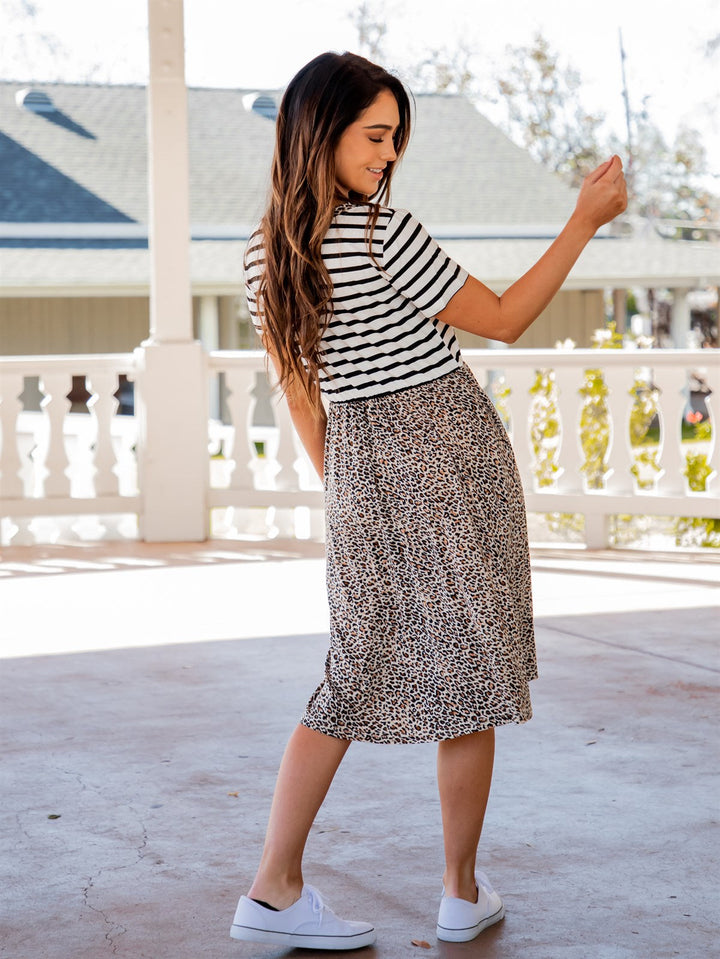 Striped Top Animal Print Callan Dress