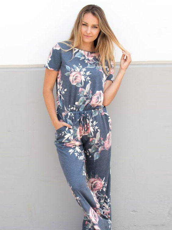 Floral Keyhole Jumpsuit – Tickled Teal LLC - Main Image