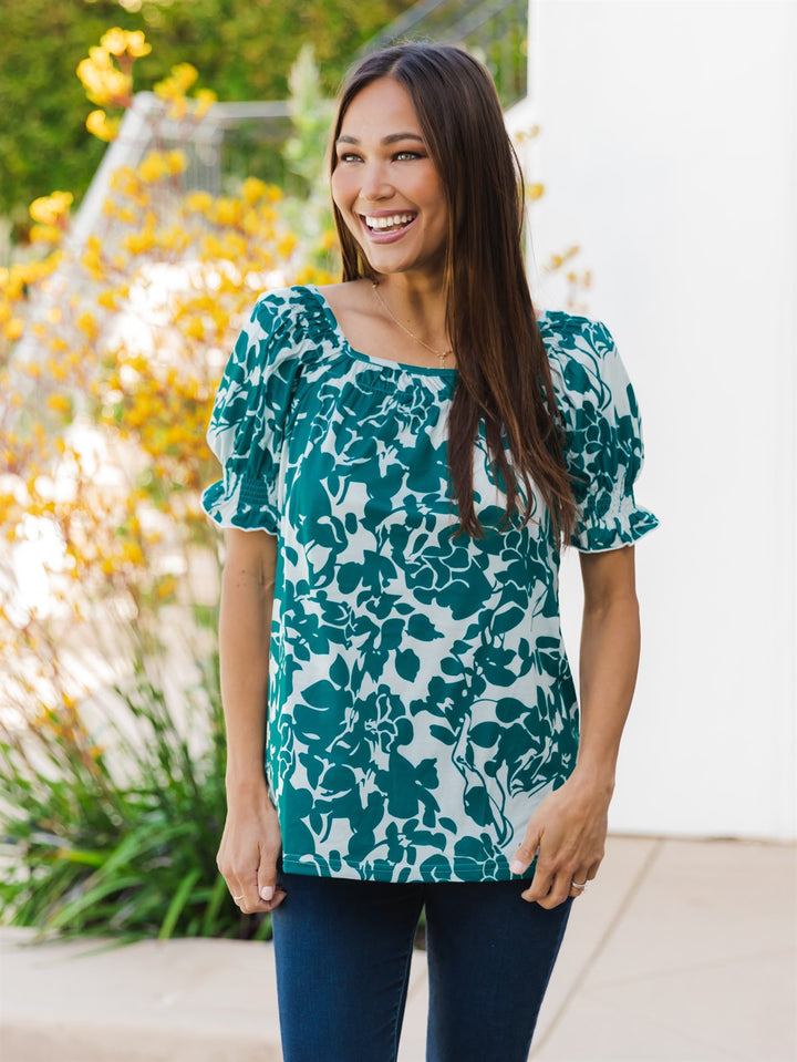 Lovely Floral Square Neck Top