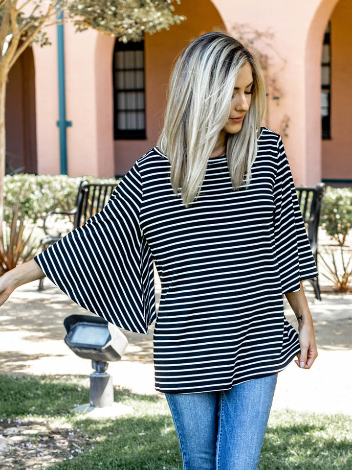 Skinny Stripe Bell Sleeve Austin Top